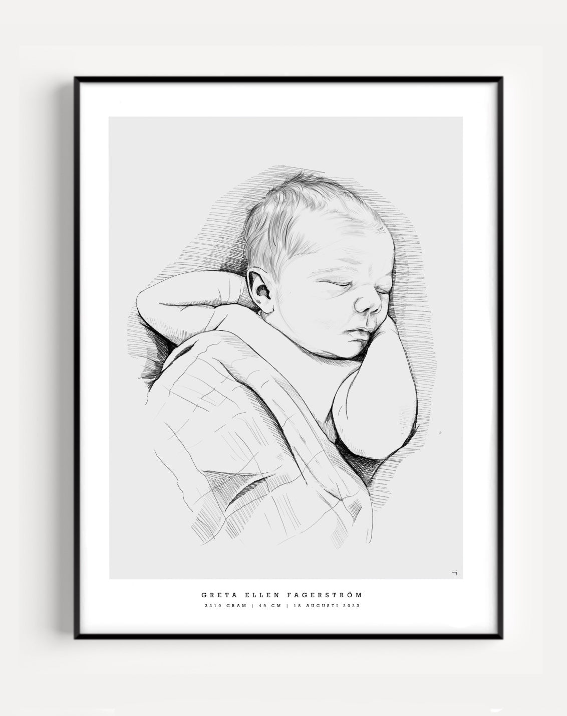 Hand-Drawn Birth Poster - Singel
