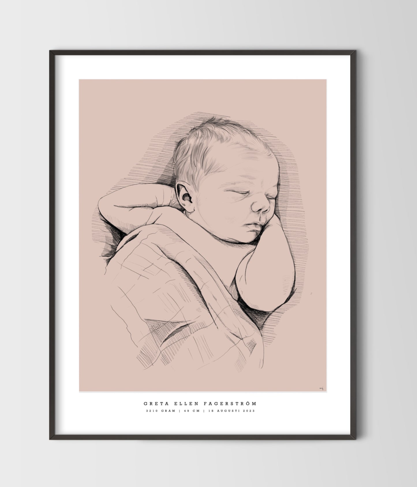 Hand-Drawn Birth Poster - Singel