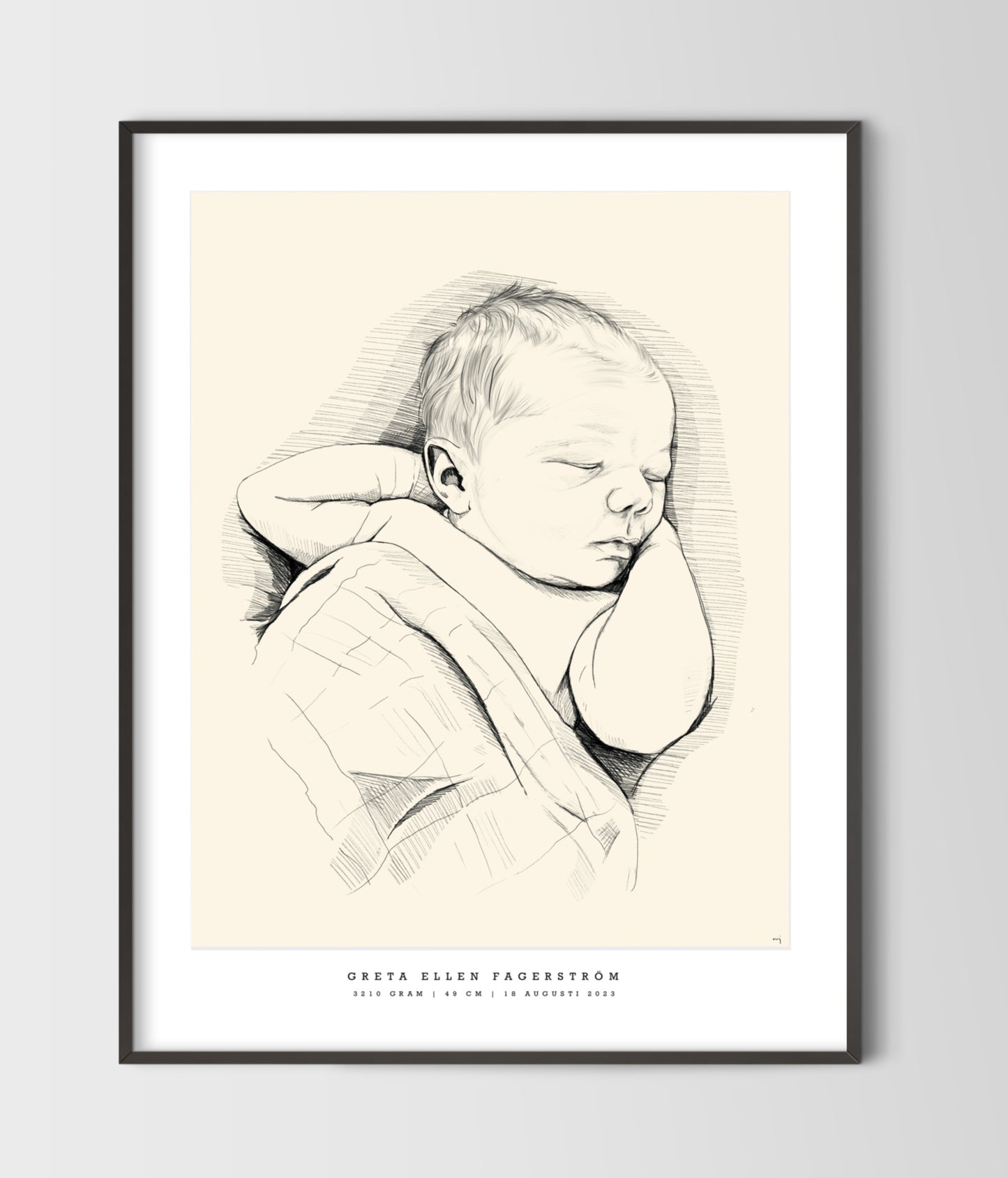 Hand-Drawn Birth Poster - Singel