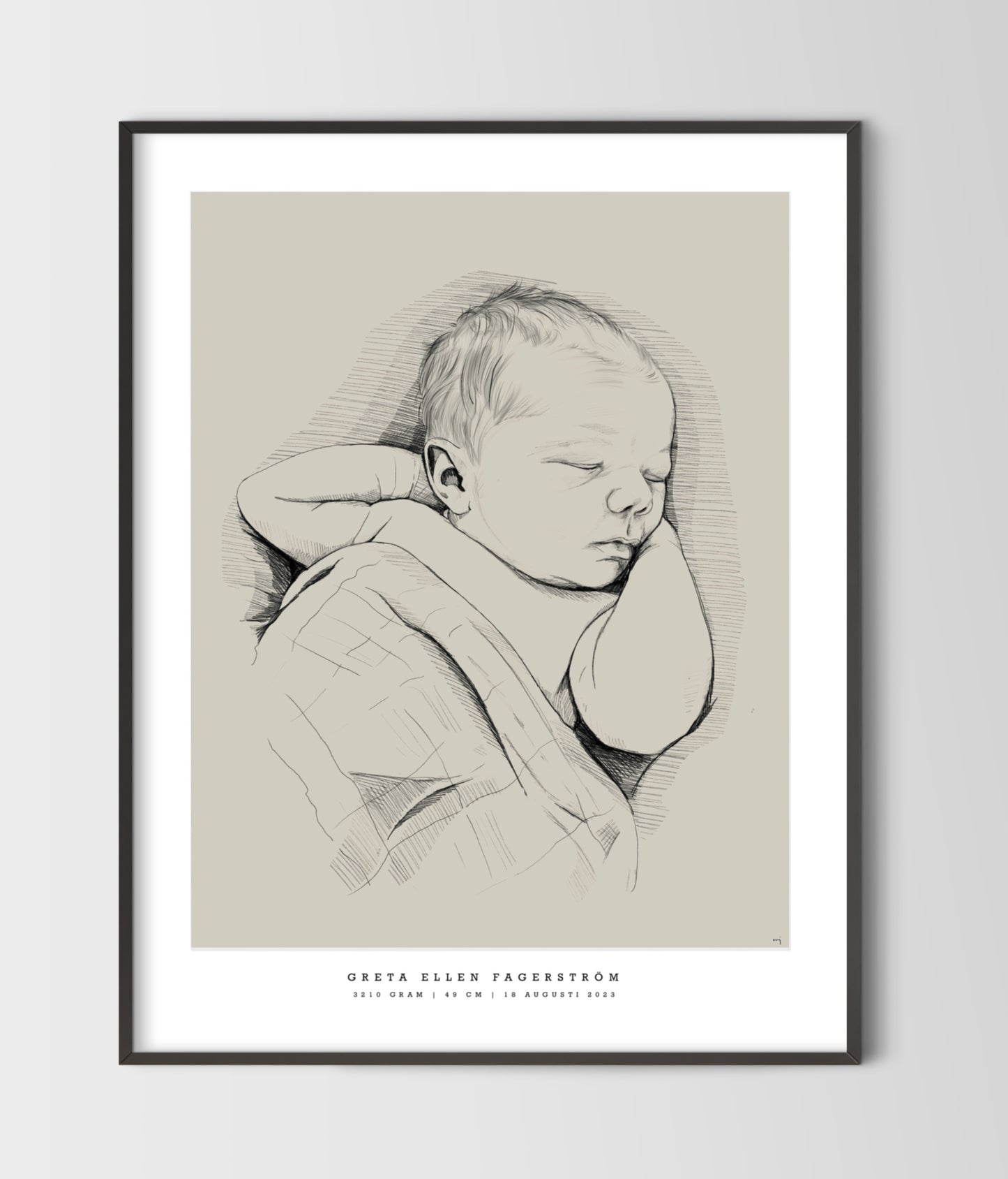 Hand-Drawn Birth Poster - Singel