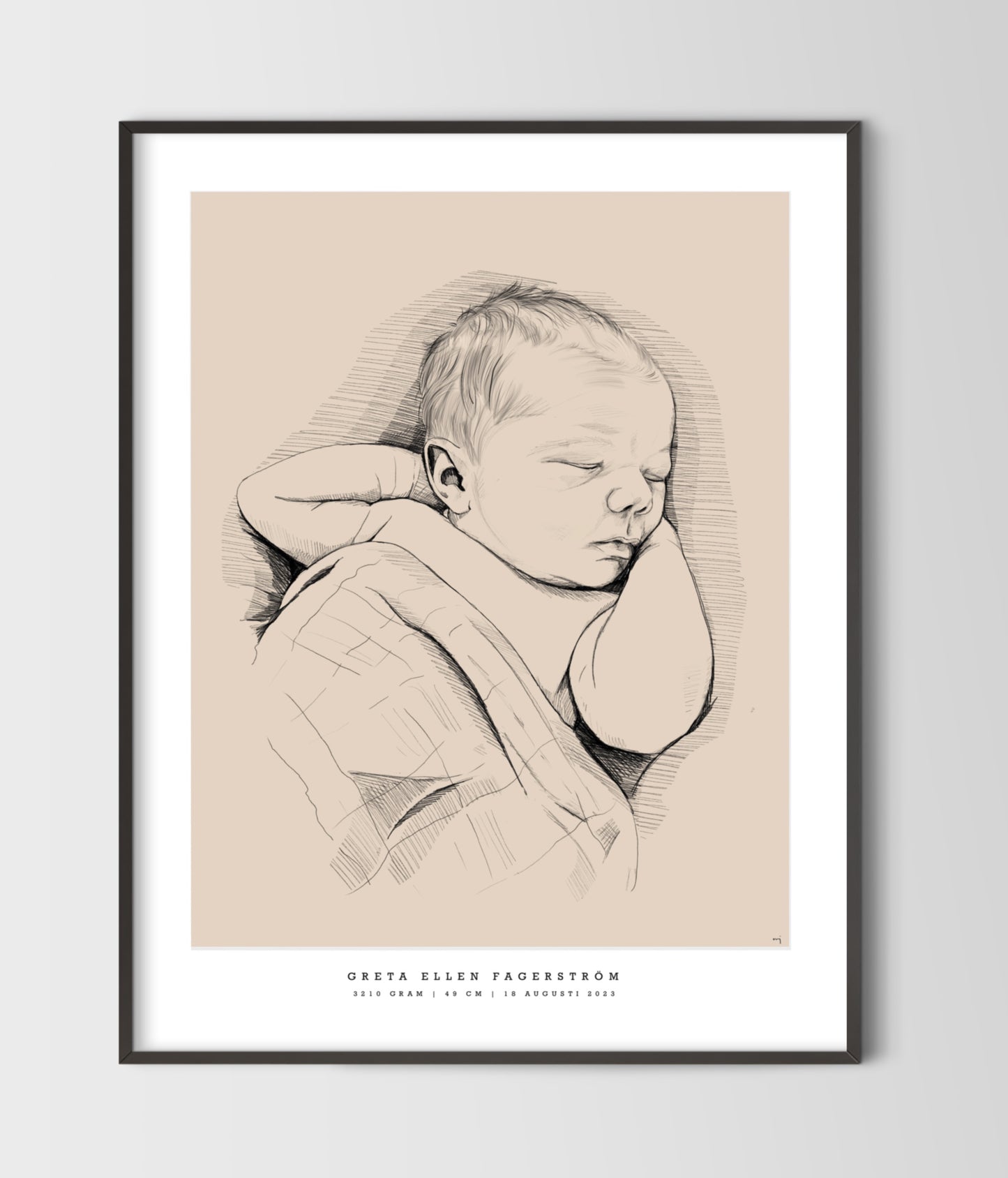 Hand-Drawn Birth Poster - Singel